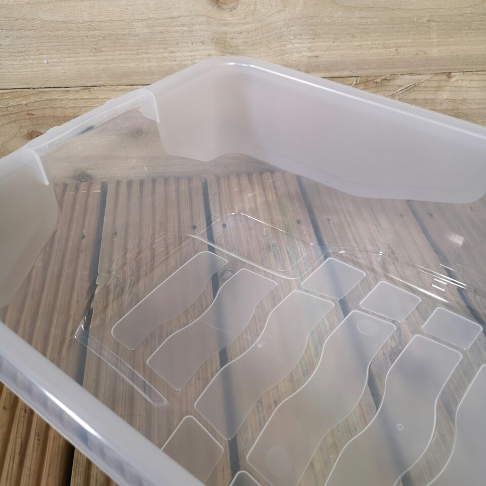 image 1 of 42L Clear Under Bed Storage Box with Black Lid, Stackable and Nestable Design Storage Solution