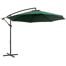 Outsunny 3(m) Garden Banana Parasol Cantilever Umbrella, Dark Green