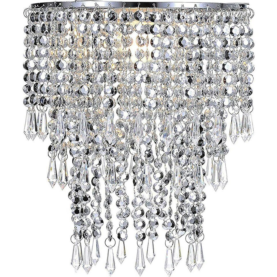 image 1 of CGC LIZA Large Chandelier Crystal & Chrome Ceiling Light Shade Chrome