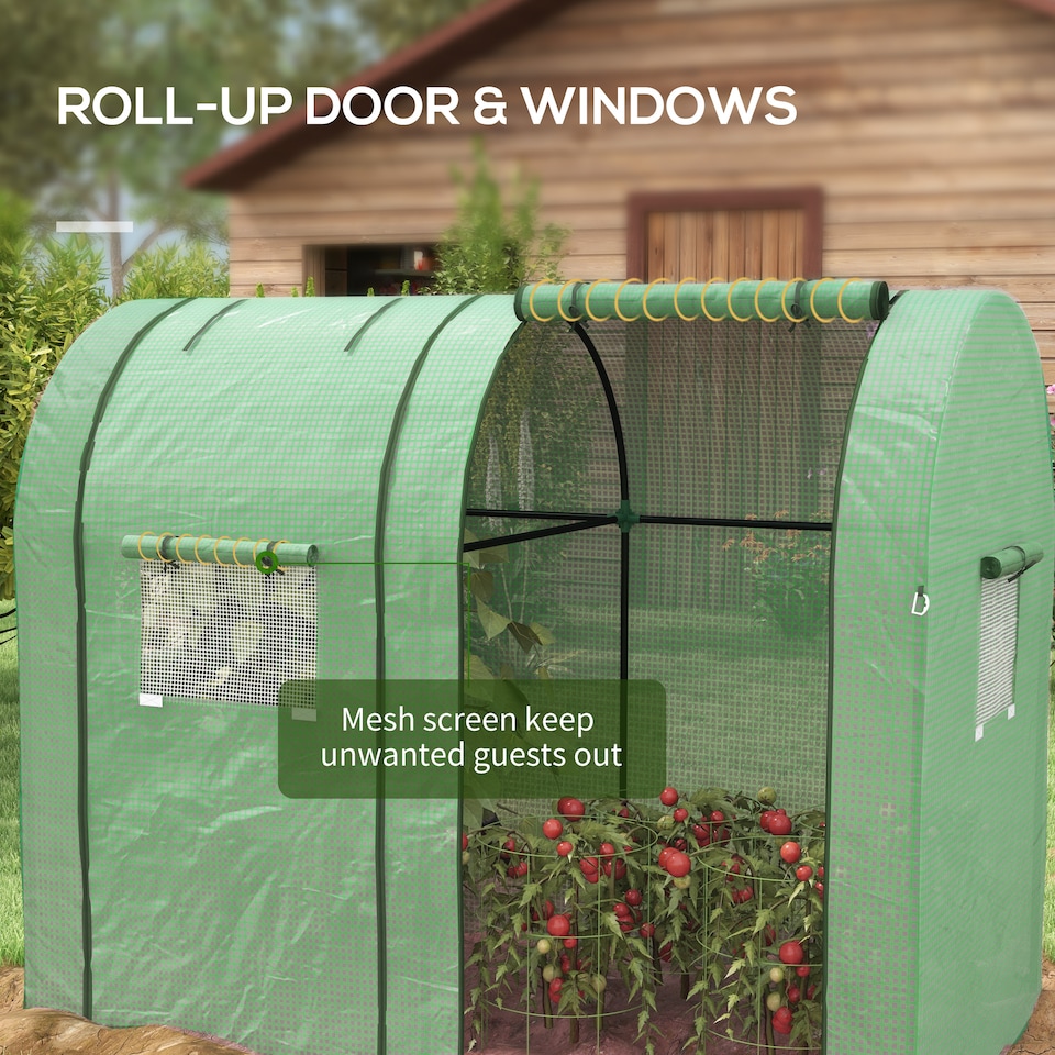 image 1 of Outsunny Tomato Greenhouse with 2 Roll-up Doors, 185 x 94 x 150cm, Green
