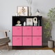 image 2 of Wide 7-Cube Bookcase With Drawers | Black | Black & Dark Pink | 1