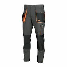 ArtMas Grey Orange Work Trousers for Men  Durable Design with Knee Pad Pockets Cargo Storage and Reinforced Seams Size UK28