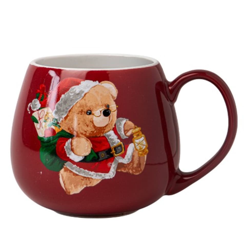 image 1 of Christmas Bear Ceramic Mug 400ml | White | Bear Delivering Mail | 400ml | 1