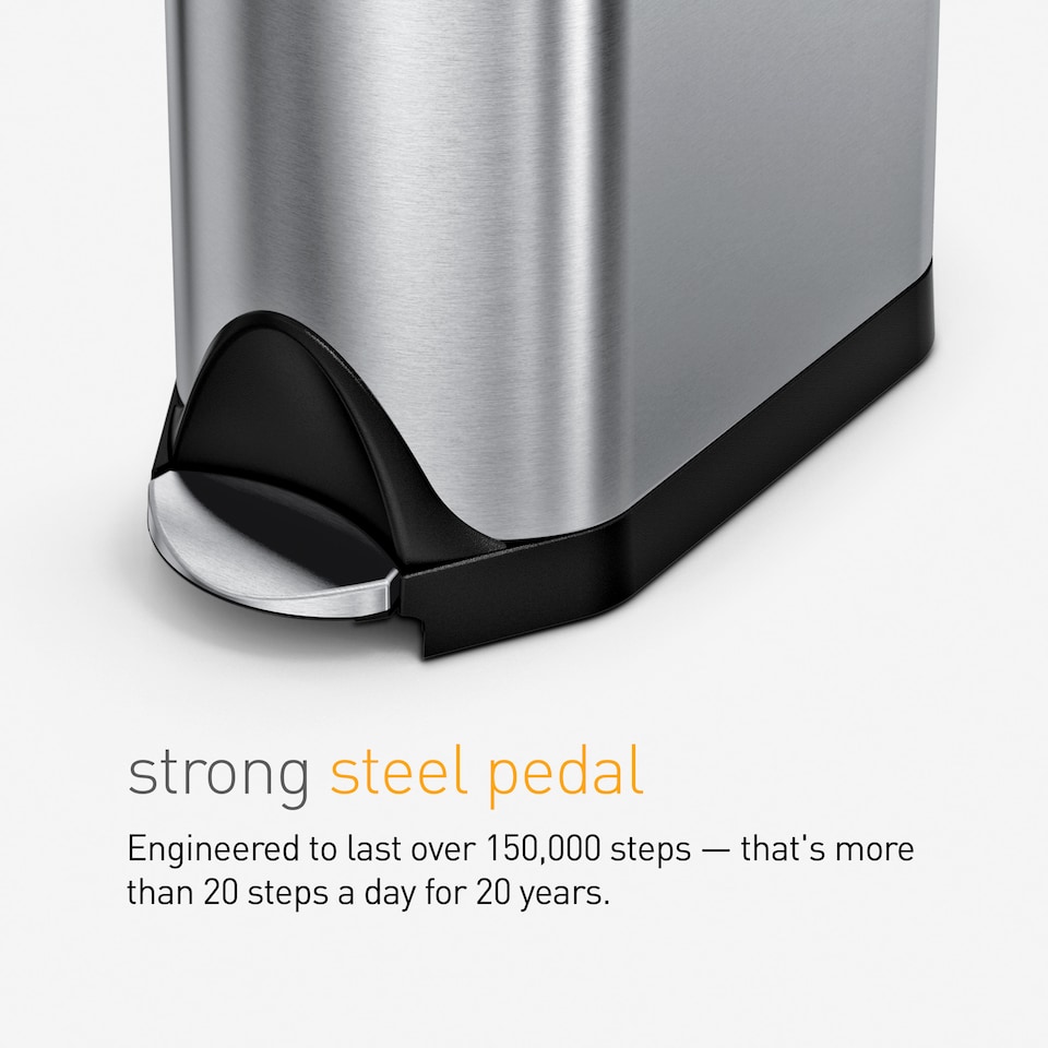 image 1 of Simplehuman 10L Slim Butterfly Bathroom Bin, Brushed Stainless Steel