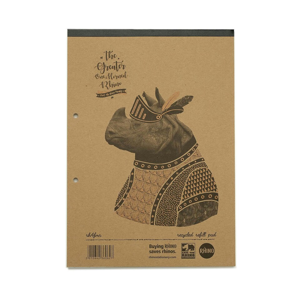 image 1 of Rhino A4 Recycled 80 Leaf 8mm Lined with Margin Refill Pad