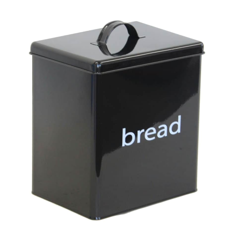image 1 of Oypla 5 Piece Black Kitchen Canister Storage Tin Set Bread Biscuits Tea Sugar Coffee Black