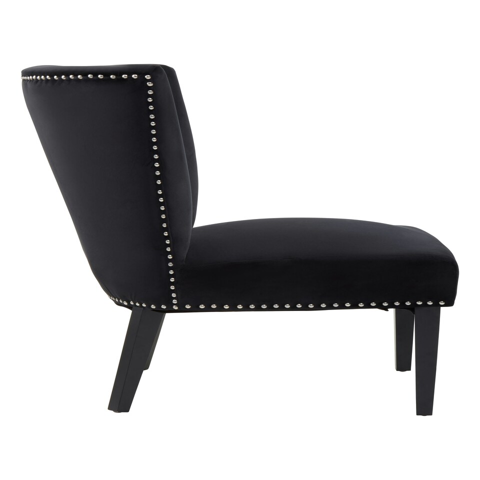 image 1 of Interiors by Premiers Black Velvet Dining Chair, Dining Room Accent Chair, Velvet Upholstered Wing Chair with Wooden Legs