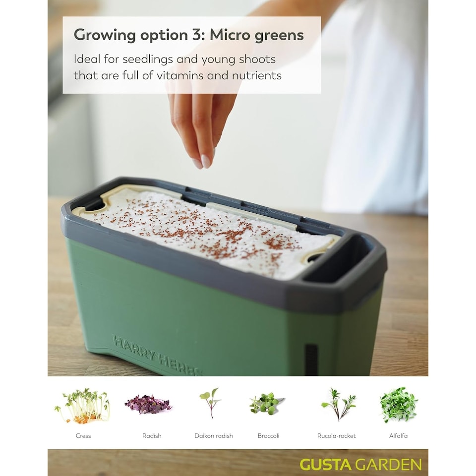 image 1 of Gusta Garden Harry Herbs 4-in-1 herb pot white - plant pot - self-watering system - 0.5L water reservoir & 5L soil capacity