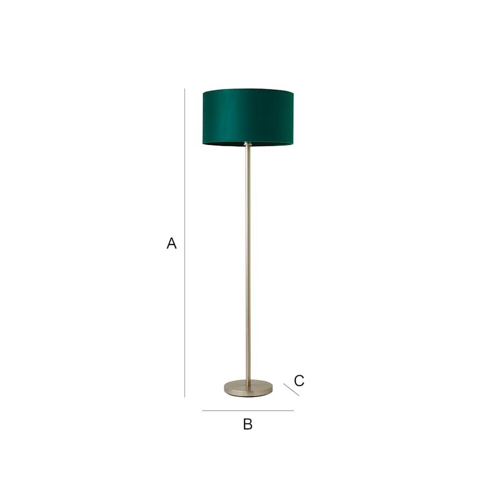 image 1 of ValueLights Charlie Chrome Stem Floor Lamp Green Drum Shade Green