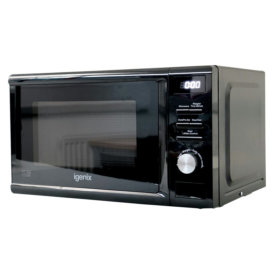 image 1 of Igenix IGMD0820B Digital Microwave, 20 Litre, 800 W, 5 Power Levels, Defrost by Time/Weight, 95 Minute Timer, Black