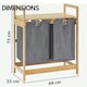image 5 of Wooden Grey Pull Out Double Laundry Basket With Shelf Brown
