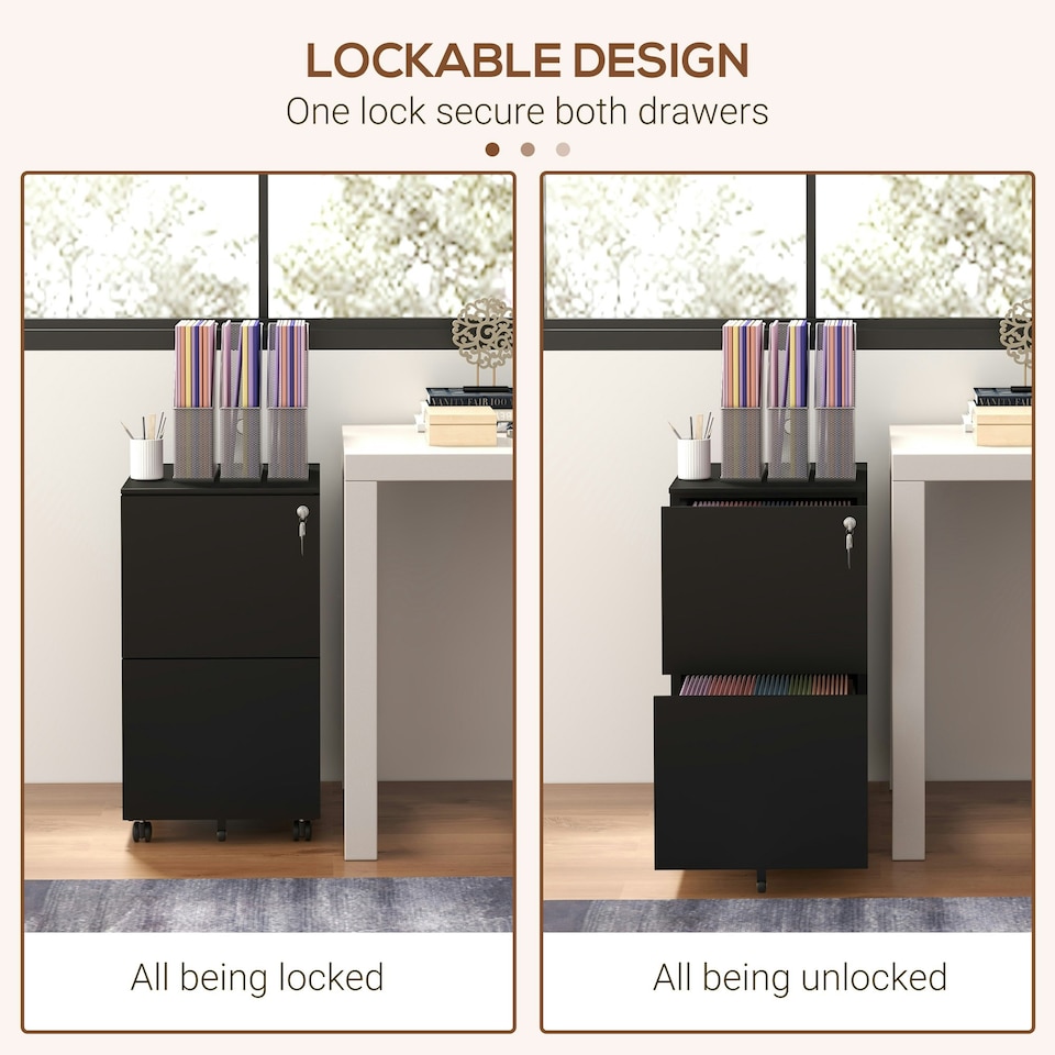 image 1 of Vinsetto Steel File Cabinet with Hanging Bar for Letter A4 Legal Size Black