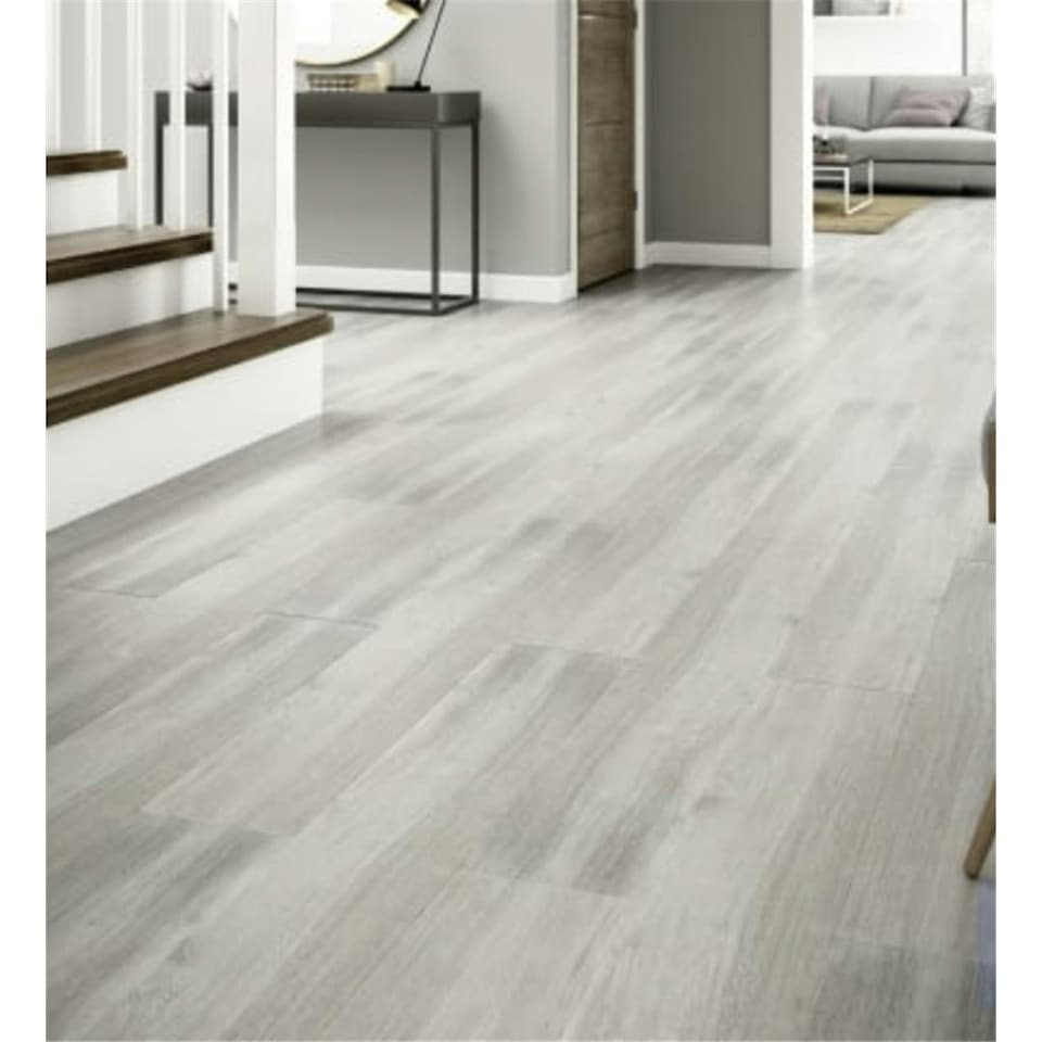 image 1 of PACK OF 10 (Total 10 Units) - Light Grey Oak 12mm Thick Laminate Flooring (14.8m2 Coverage)