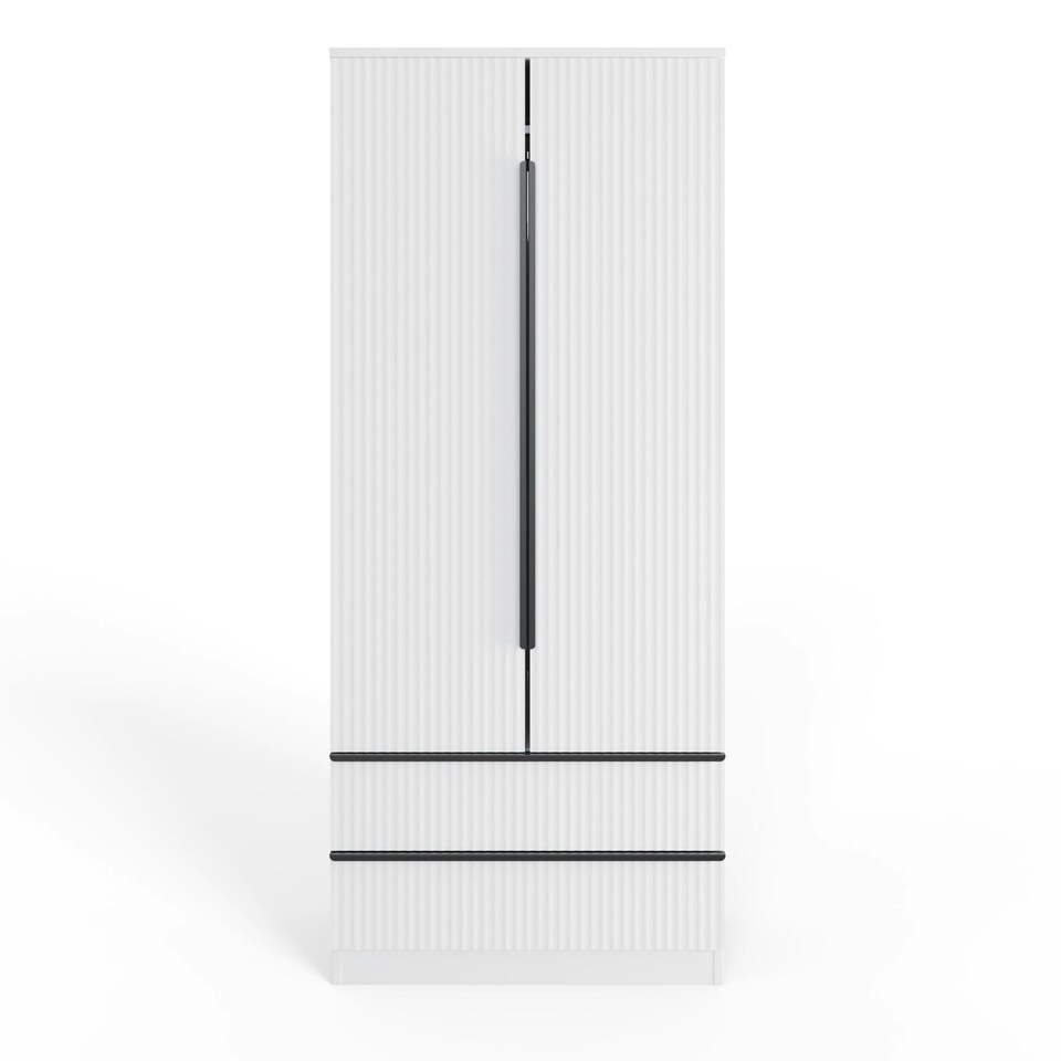 image 1 of FWStyle Lania Ripple Ridged 2 Door 2 Drawer Combination Wardrobe Matt White White