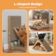 image 3 of Skylos 48cm L Shaped Cat Scratching Board with Ball Toy Wall Furniture Brown