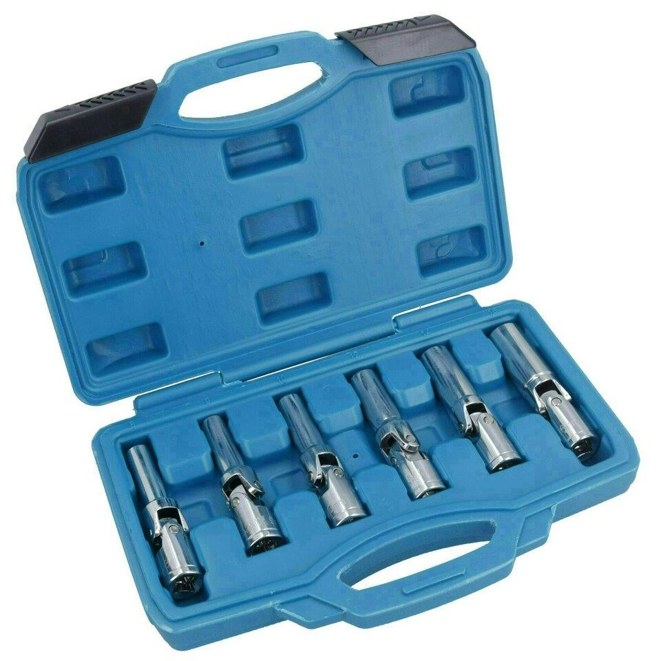 image 1 of Extra Long Diesel Glow Plug Socket Set Universal Joint 8-16mm Removal 3/8" Dr