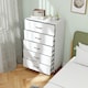 image 3 of COSTWAY 5 Drawer Dresser Modern Tall Chest of Drawers with Metal Legs White