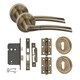 image 1 of Golden Grace Indiana Design Key Lock Door Handle Set in Antique Brass Hinges and Mortise Lock Gold