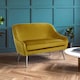 image 1 of Interiors by Premier Mustard Velvet Sofa with Silver Wood Legs, Easy to Maintain Mustard Corner Sofa, Stain-Resistant Dinner Sofa