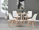 image 2 of 5PCs Dining Set - an Oak Round Dining Table & Set of 4 White Lorenzo Tulip chairs with Padded Seat | White