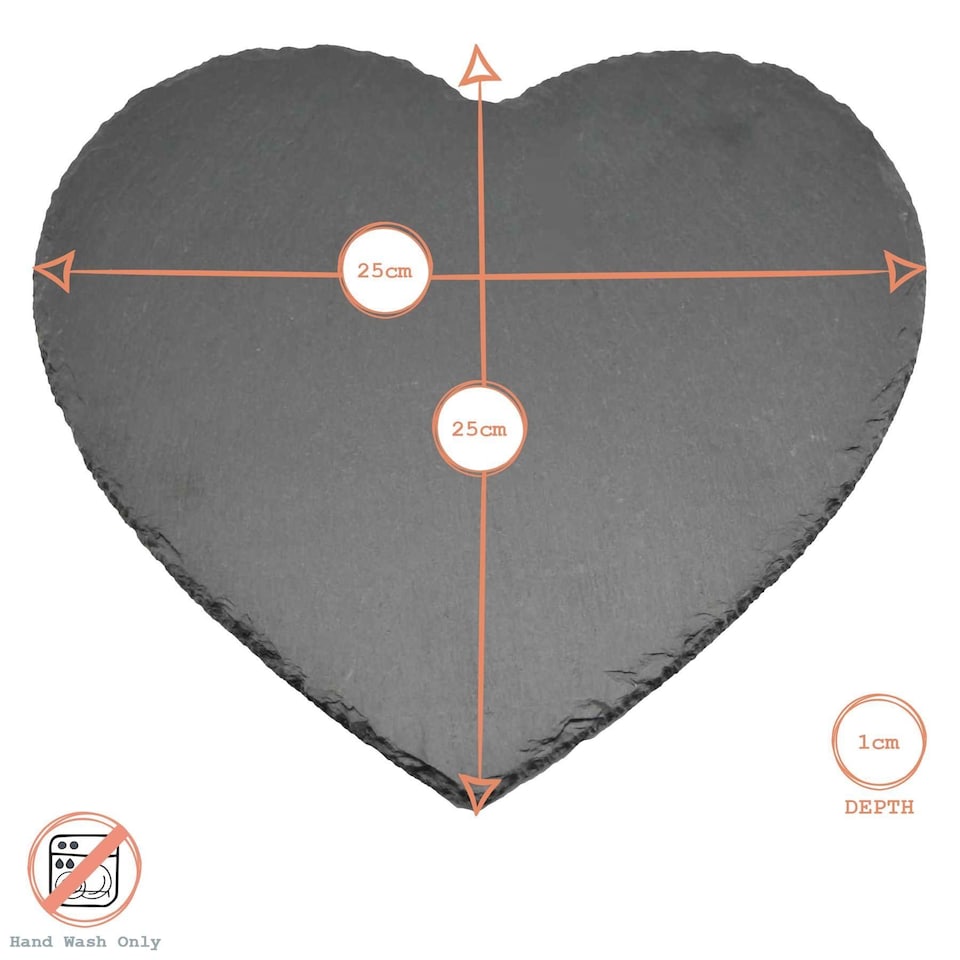 image 1 of Argon Tableware Heart Slate Placemats - 25cm - Pack of 2 | Grey | Grey