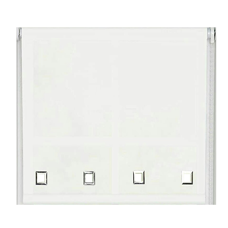 image 1 of 120cm White Square Eyelet Edge Roller Blind | White | White