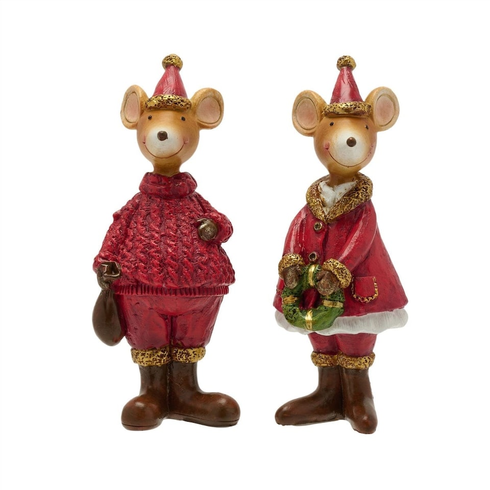 image 1 of Widdop Gifts Set of 2 Festive Mice Christmas Ornaments