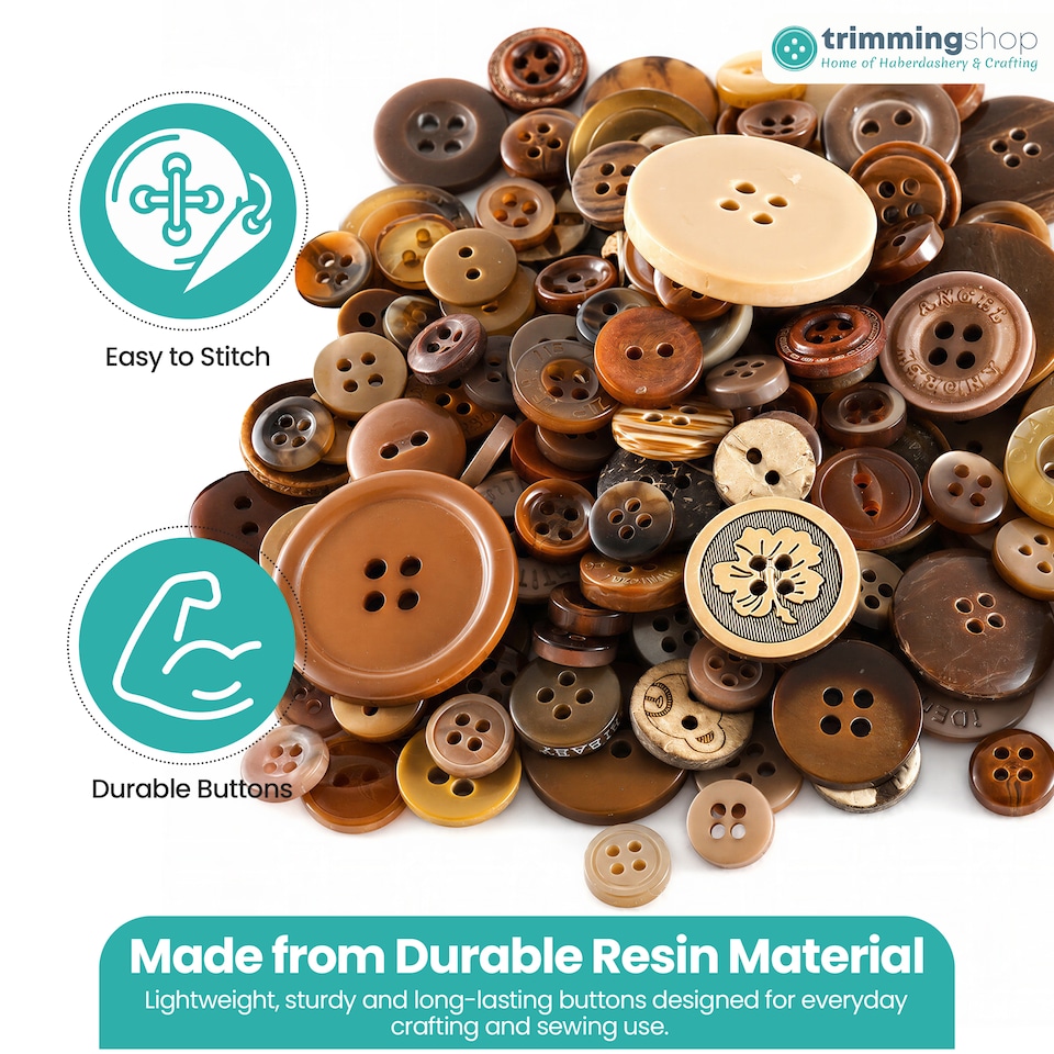image 1 of 100g Round Resin Button, Assorted Sizes - 2 & 4 Holes