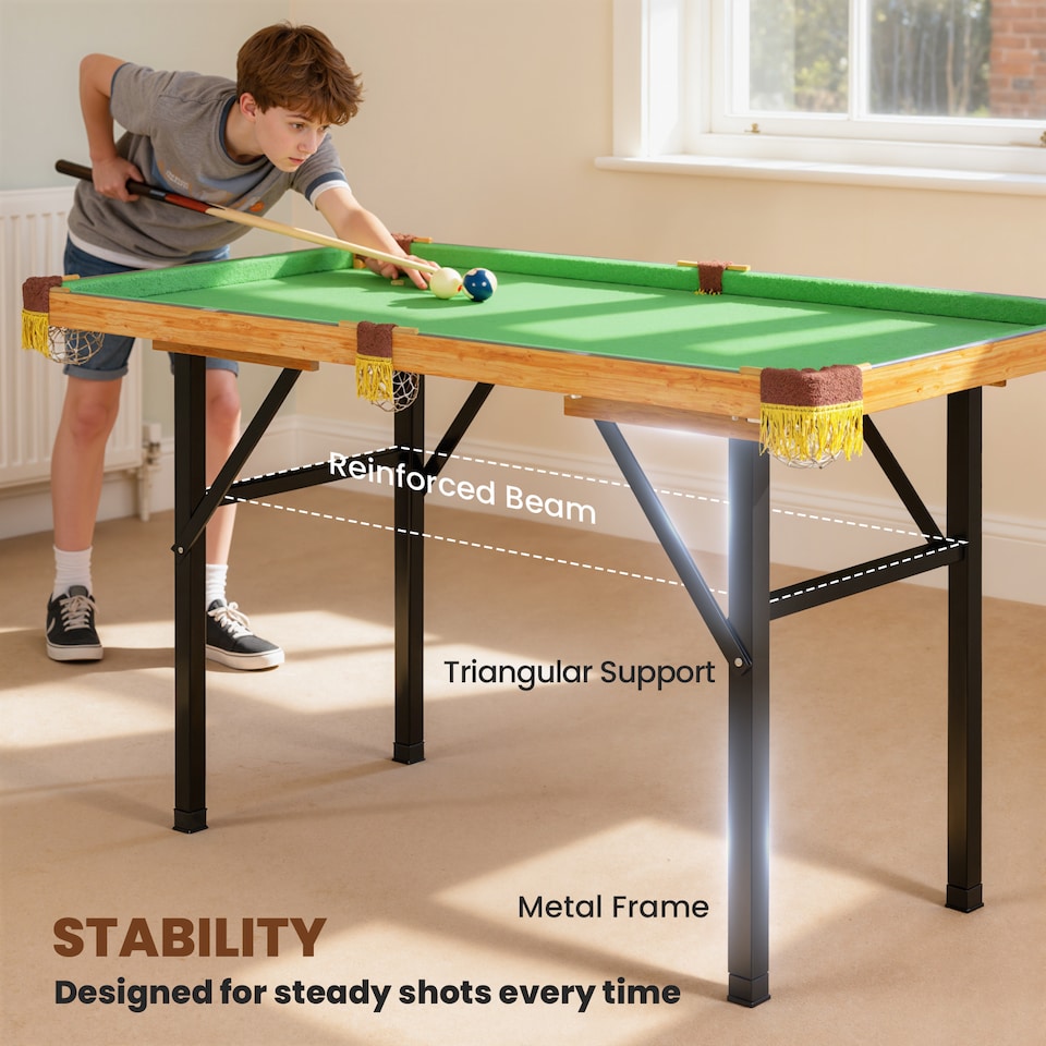 image 1 of SPORTNOW 4FT Folding Pool Table, Mini Billiards Table Set for Kids, Green