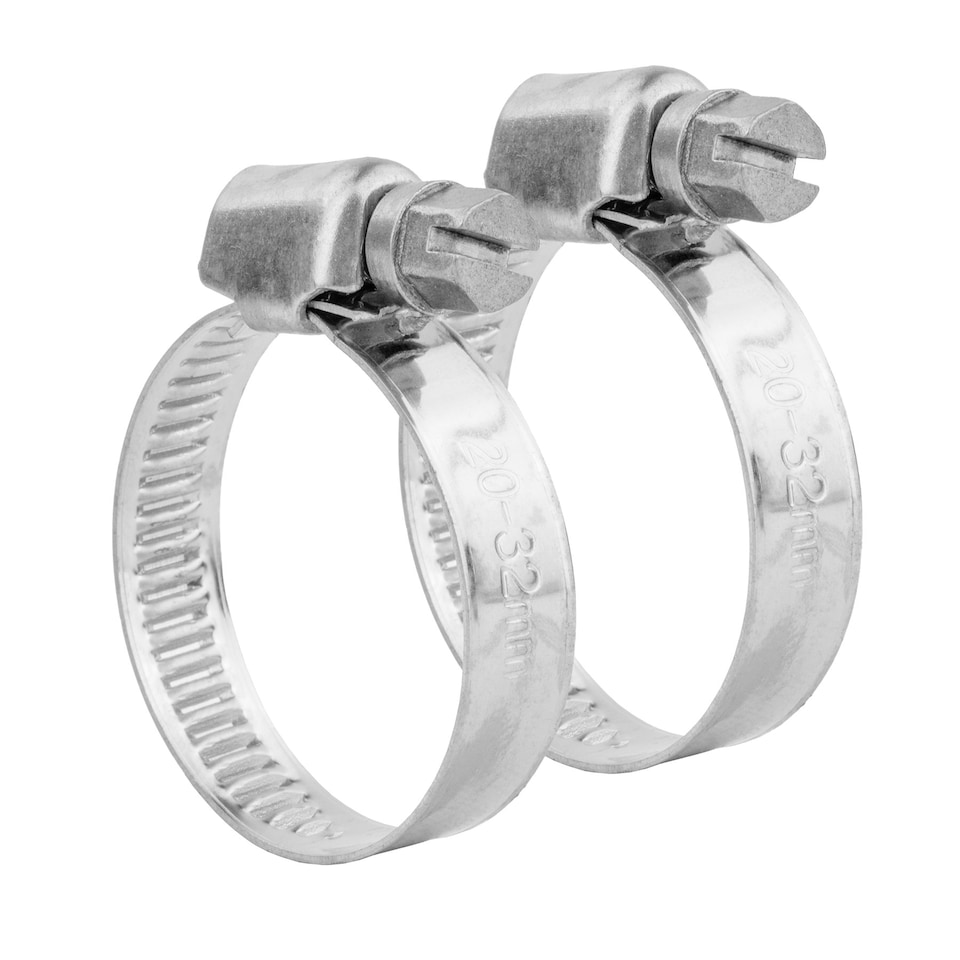 image 1 of KCT Universal 20-32mm Stanless Steel Clips for Hose Pipe - 2 Pack