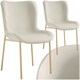 image 1 of Dining Chair Tessa - ergonomic high backrest, slim steel legs, soft fabric - Set of 2 Cream | Velvet Look Beige/Gold