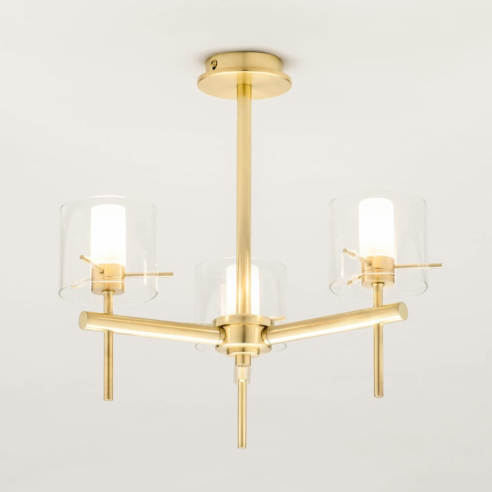 image 1 of BHS Jean 3 Light Bathroom Ceiling Light, Satin Brass | Gold | Satin Brass | 1