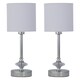 image 1 of First Choice Lighting Set of 2 Chrome Jewelled Table Lamps with White Pleat Shades Chrome | White