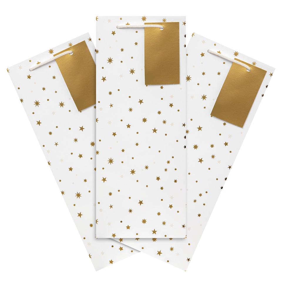 image 1 of Hallmark Pack Of 3 Bottle Bags - Gold Stars