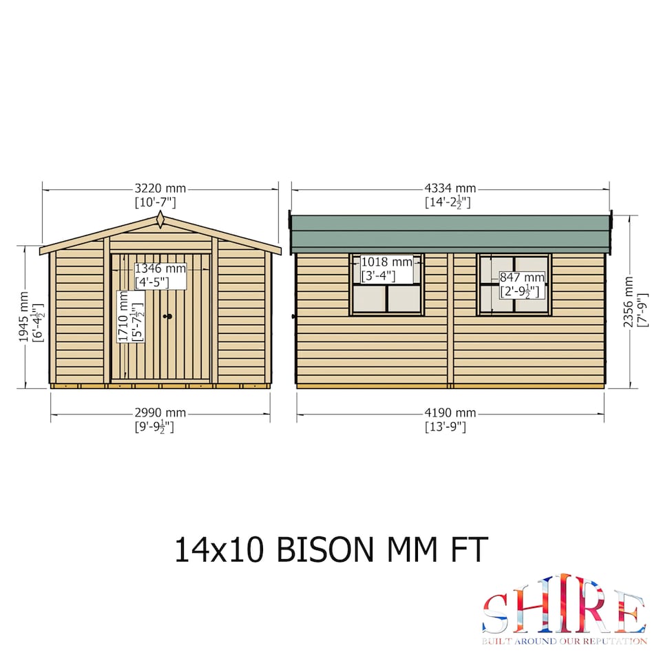 image 1 of Bison 14 x 10 Heavy Duty Shiplap Shed inc Double Door