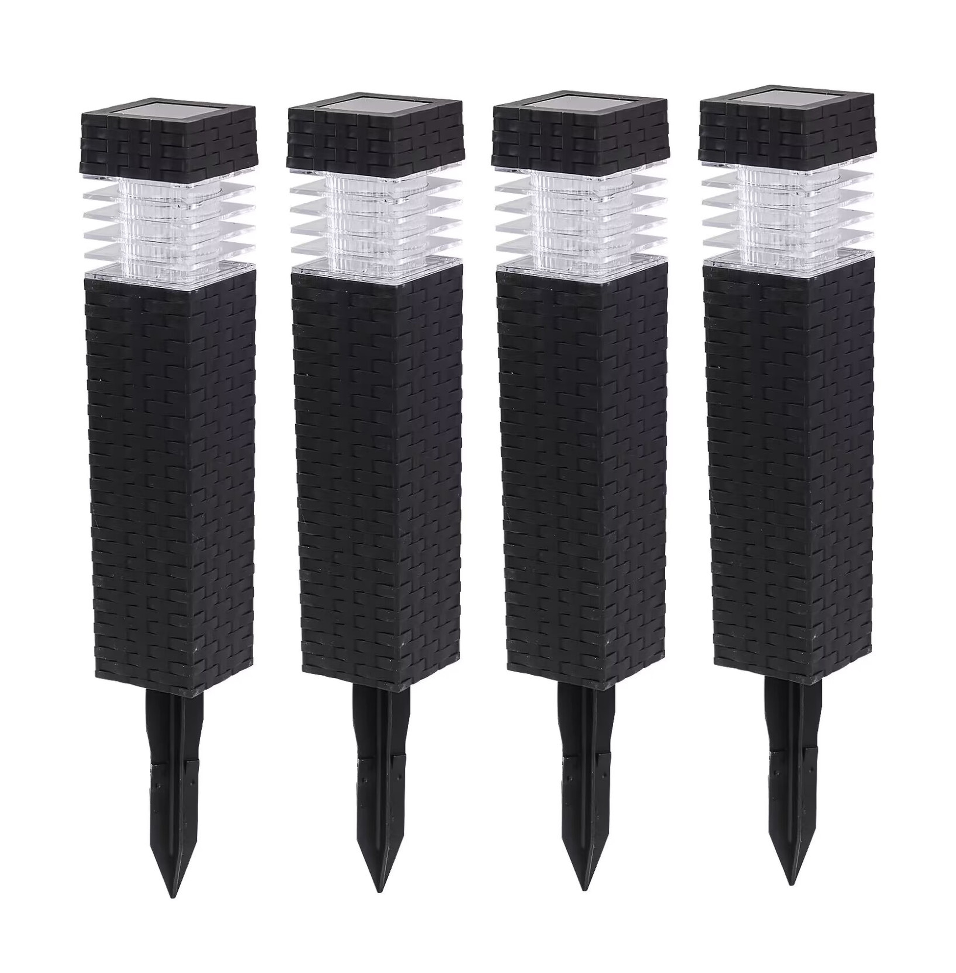 Groundlevel Set of 4 Solar Rattan LED Solar Garden Lights Outdoor Decoration