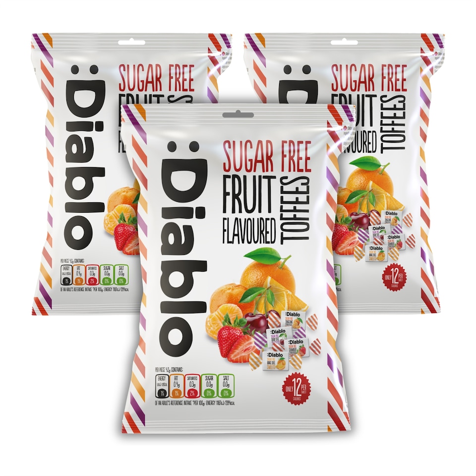 image 1 of Diablo Sugar Free Fruit Toffees 75g 3 Pack