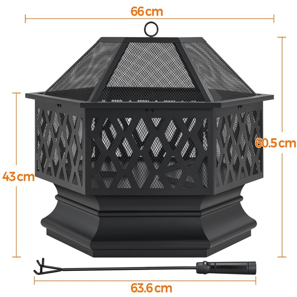 image 1 of Yaheetech Hex-Shaped Wood Burning Outdoor Fireplace Black