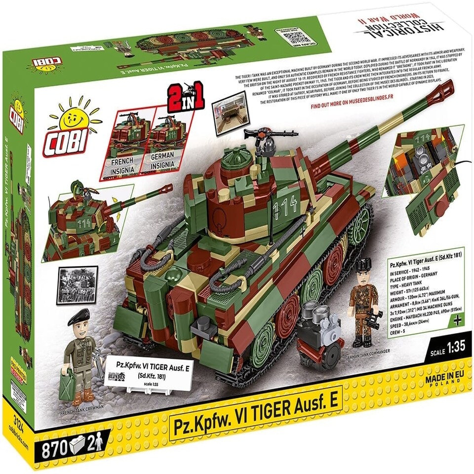 image 1 of PzKpfw VI Tiger Ausf. E brick tank model - COBI 3124 - 862 bricks