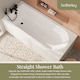 image 2 of Round Single Ended Straight Shower Bath & Leg Set, 1700x750mm - White | White | European White | 1