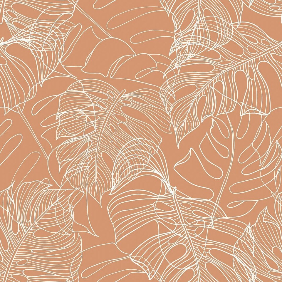 image 1 of Monstera Leaf Wallpaper in Terracotta Multi