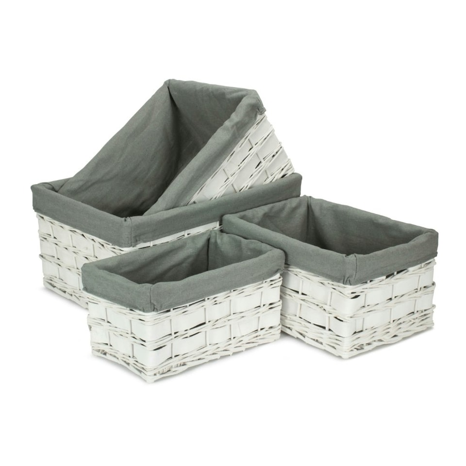 image 1 of White Grey LinedScandi Storage Basket with Grey Lining Grey | Grey | XL