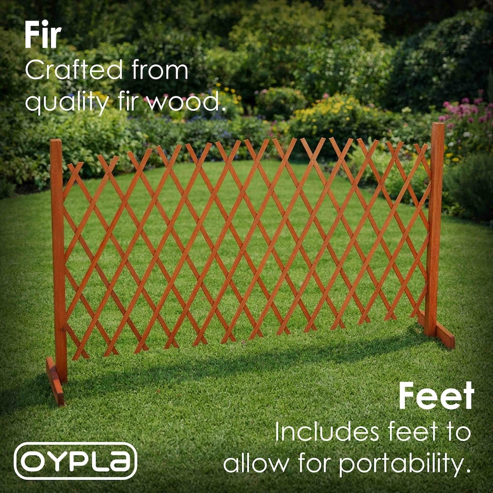 image 1 of Arched Expanding Freestanding Wooden Trellis Fence Garden Screen