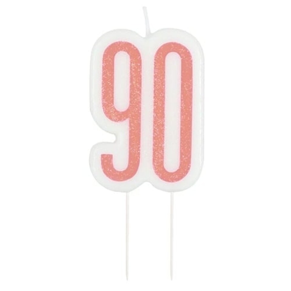 Rose Gold Glitz Age 90 Birthday Candle 9cm
