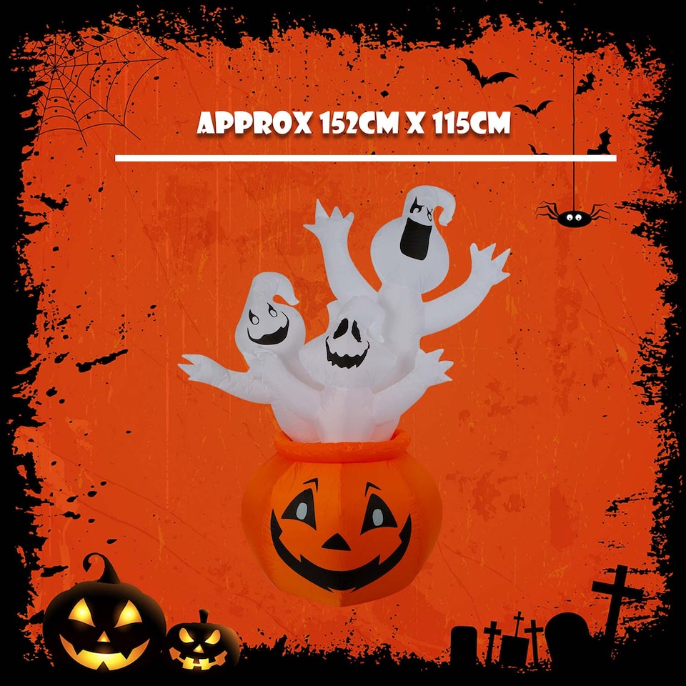 image 1 of PMS Halloween Inflatable Pumpkin Ghosts Decoration - Multicolour 5ft