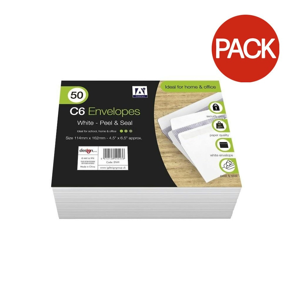 Anker C6 Envelopes (Pack of 50) - White - 11.4 x 16.2cm