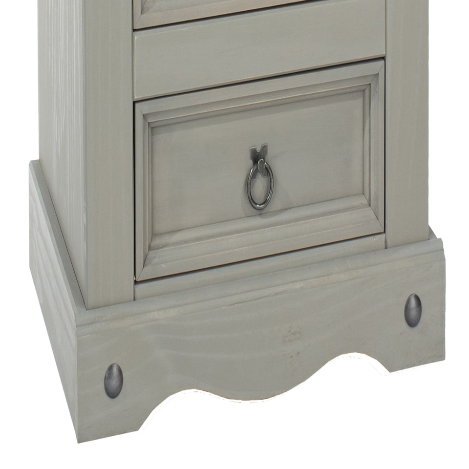 image 1 of Corona 3 Drawer Premium Bedside Table - Solid Pine Nightstand with Metal Hardware | Grey | Grey Wax | One Size | 1