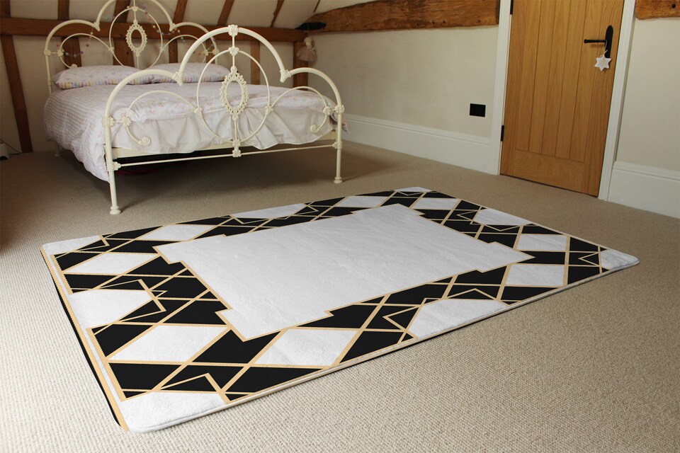 image 1 of Art Deco Diamond Border Designer Rug | Multi