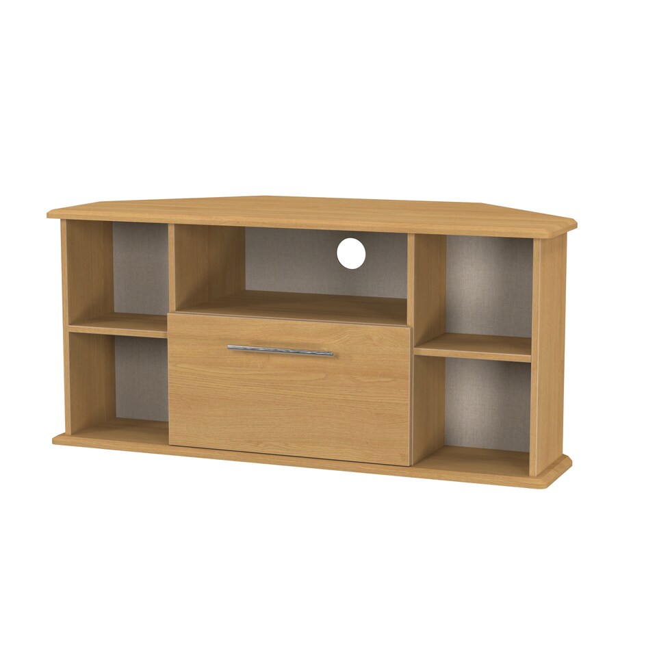 image 1 of Carlton Corner TV Stand in Modern Oak (Ready Assembled) | Brown | Modern Oak