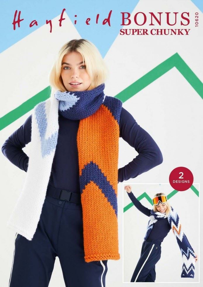 Hayfield Bonus Super Chunky Knitting Pattern 10620, Scarves for Women - One Size - Intermediate